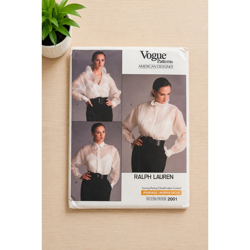 Vogue 2001 Ralph Lauren Uncut American Designer Sewing Pattern Misses Blouses